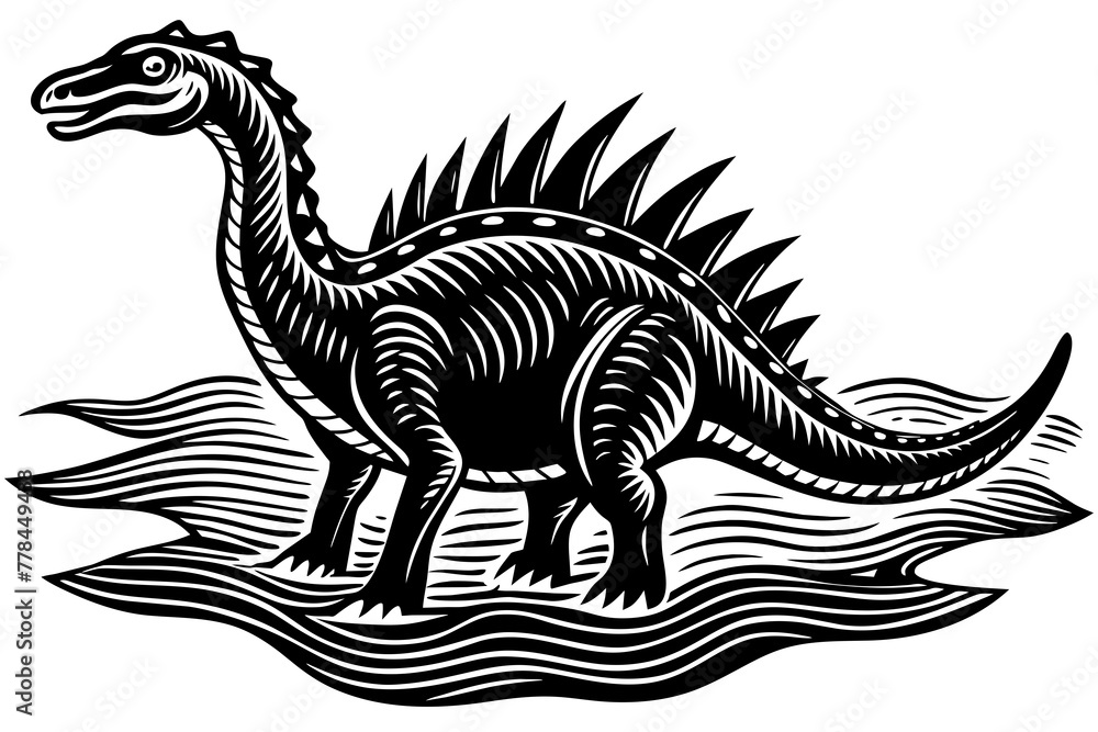  ictiosaurio---sea-brush-lines-or-textures--vector illustration 