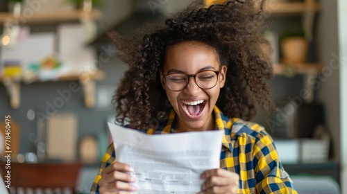 Photo of a young woman delighted when she found out her exam results 