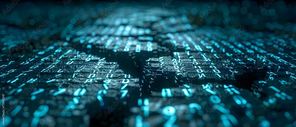 Digital Breach: Code Escape from Cracked Screen. Concept Technology ...