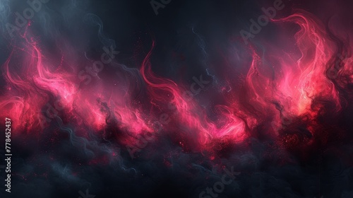 a red and black background with a lot of smoke coming out of the top of the bottom of the image.