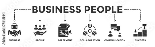 Business people banner web icon vector illustration concept with icon of business  people  agreement  collaboration  communication and success
