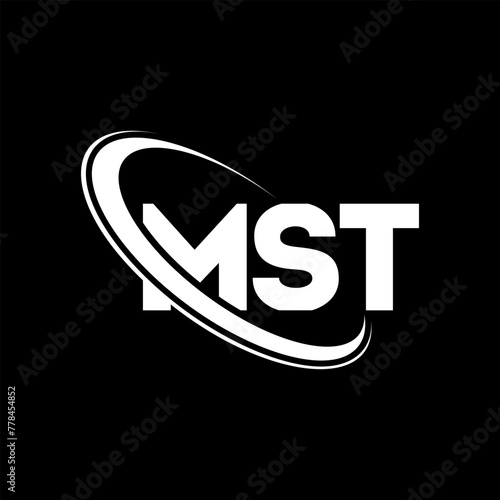 MST logo. MST letter. MST letter logo design. Initials MST logo linked with circle and uppercase monogram logo. MST typography for technology, business and real estate brand. photo