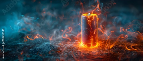 Dancing Electrons: The Energetic Waltz of a Lithium-ion Battery. Concept Energy Storage, Chemical Reactions, Electron Movement, Lithium-ion Batteries, Science Illustrations photo