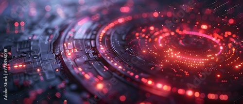 Digital Pulse: Neon Circuitry Essence in Abstract Tech Harmony. Concept Technology Art, Digital Design, Abstract Aesthetics, Neon Colors, Futuristic Concepts photo