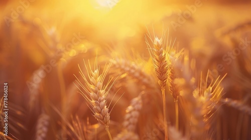 Close-Up of Wheat Field With Sun in Background