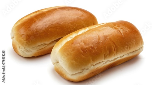 Freshly Baked Hot Dog Buns Isolated on White Background - Perfect for Fast Food and American Junk Cuisine