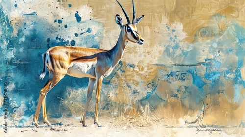 Graceful Young Male Grant's Gazelle in the African Savanna: A Spectacular Wildlife Image in Shades of Blue and Brown