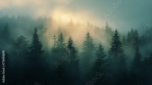 Towering Trees in Lush Forest © olegganko