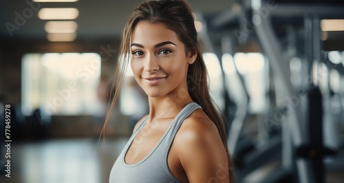 young woman exercising in a gym