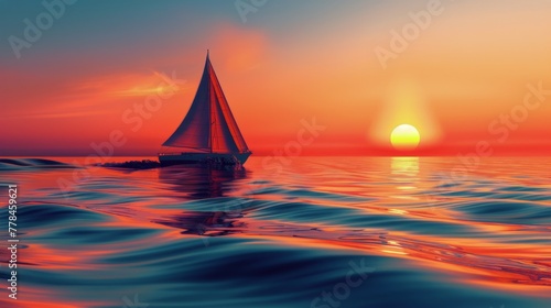 Red Sailboat Floating on Water