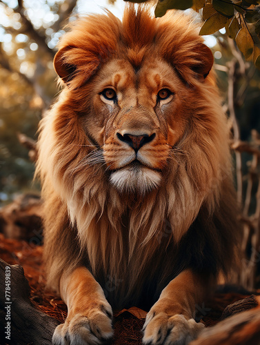 portrait of a lion face