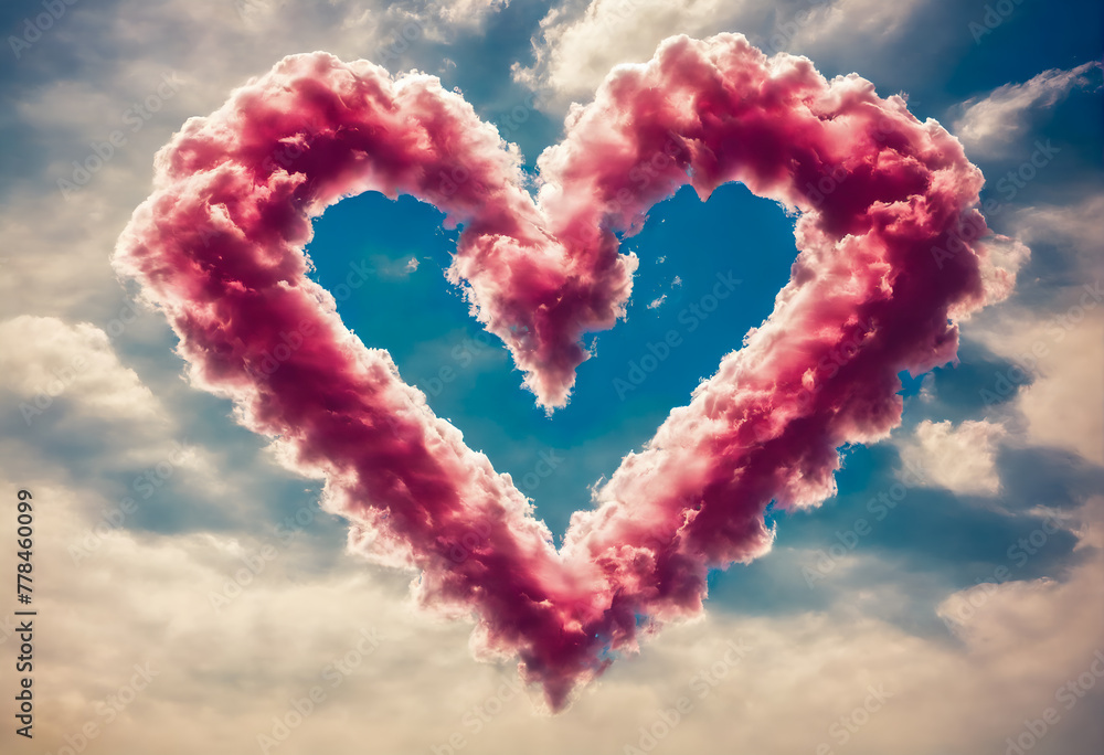 Heart made from clouds in the sky.
