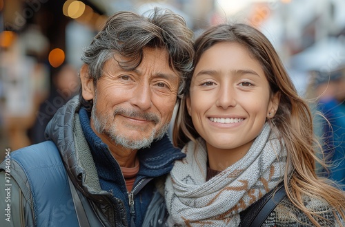 the family of a young teenage boy posing in a city street
