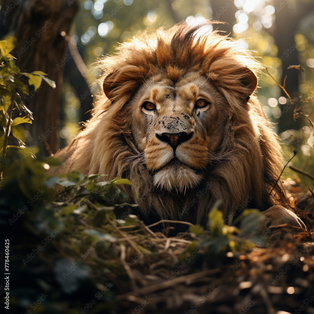 Naklejka premium male lion portrait