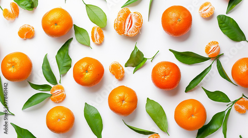 frame of fresh tangerines on white background