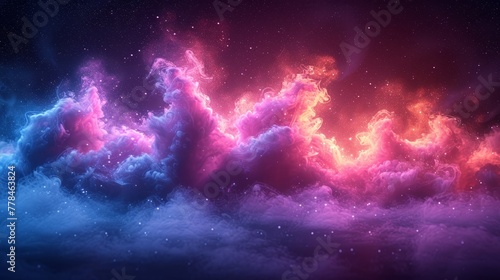colorful clouds in the night sky with stars and a moon in the middle of the night sky with stars and a moon in the middle of the night sky.