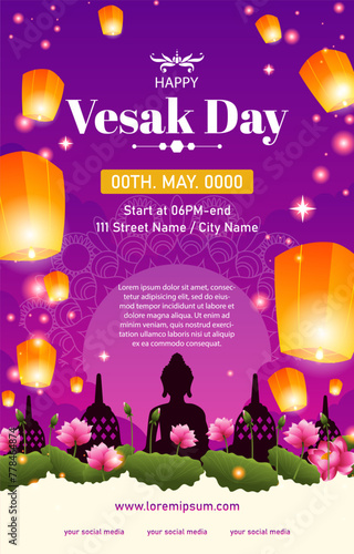 happy vesak day vertical poster banner
