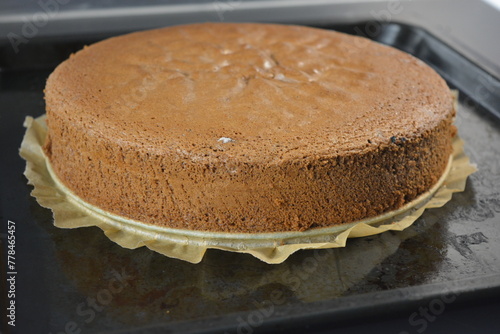 Cuisine, homemade cakes, delicious confectionery. Chocolate sponge cake tall cake 