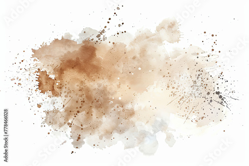 Flat watercolor pastel beige splash, transparent, on white background. Perfect for adding soft, artistic accents to designs, presentations, and digital artwork.