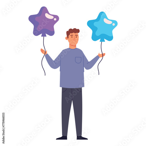 gender reveal man with balloons