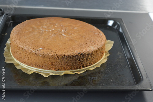 Cuisine, homemade cakes, delicious confectionery. Chocolate sponge cake tall cake 