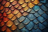 A colorful, textured background with a pattern of scales