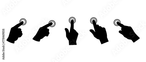hand icon pointer, finger points, hands gestures. vector monochrome
