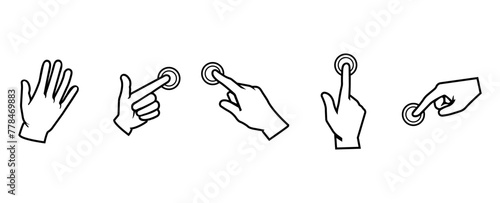 hand icon pointer, finger points, hands gestures. vector