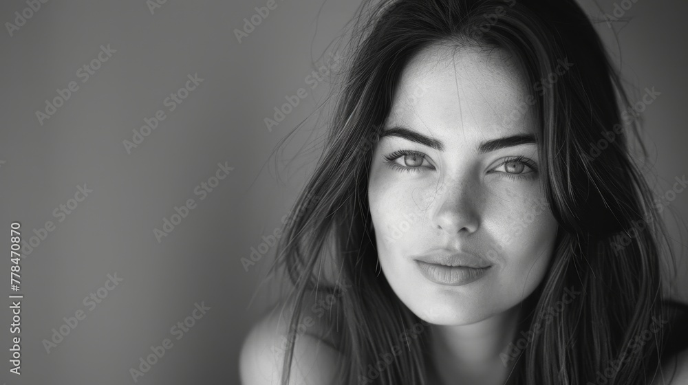 portrait of a beautiful woman with a long hair, black and white, portrait of a beautiful woman with a long hair, black and white,