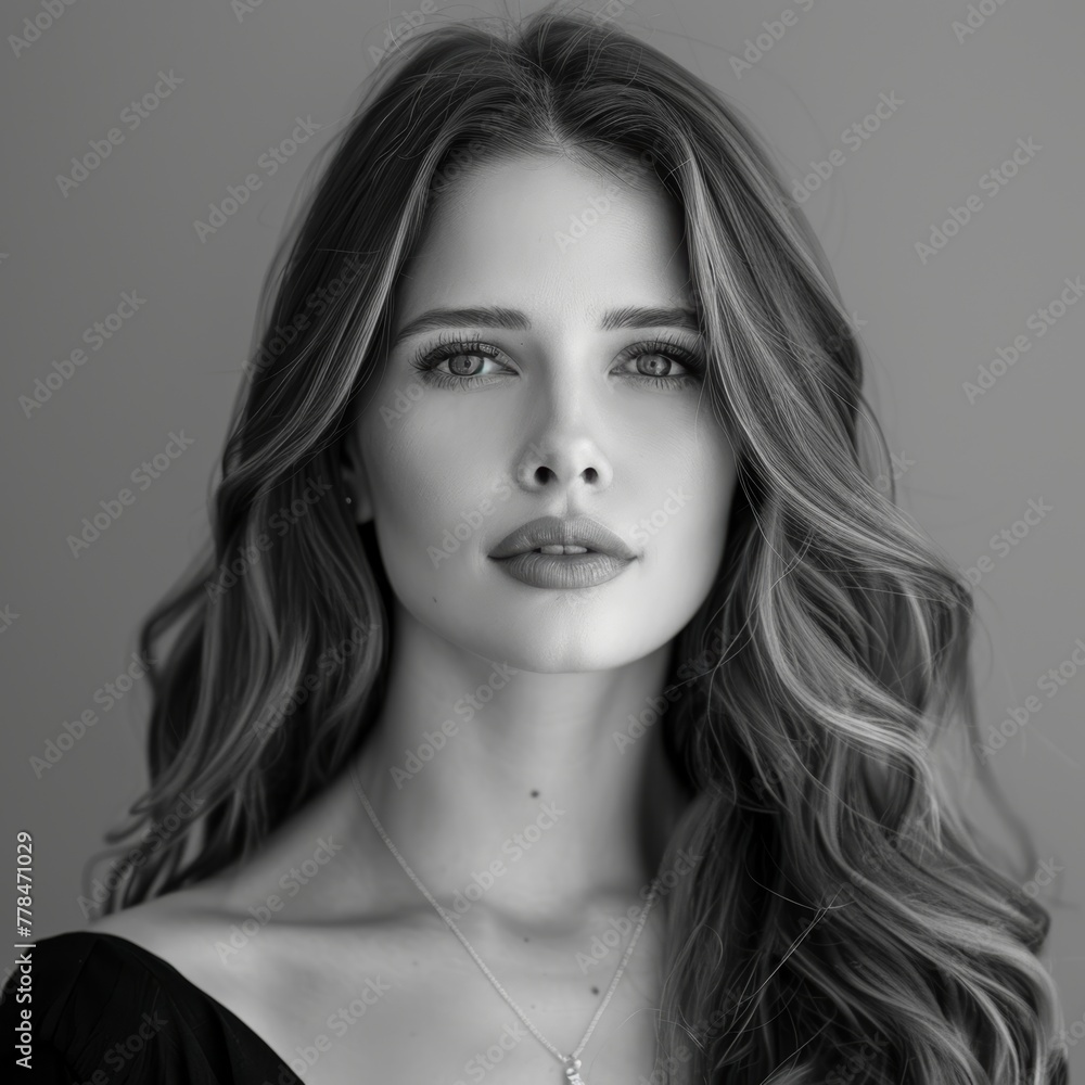 portrait of a beautiful woman with a long hair