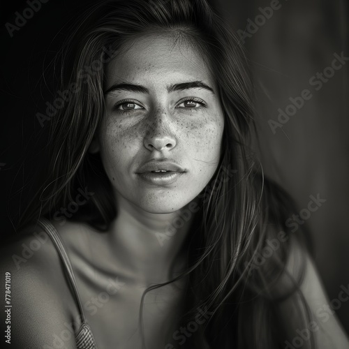 portrait of a beautiful woman with a long hair,