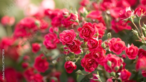 There are a lot of red spray roses 