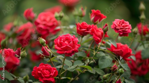 There are a lot of red spray roses 