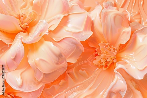 3d rendering of a background made of orange and white petals. Generative AI