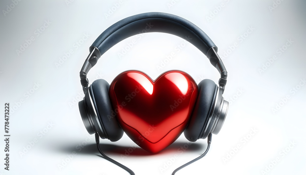 Shiny Red Heart with Charcoal Headphones Shiny Red Heart with Charcoal Headphones