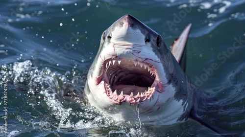 dangerous shark with jaw open on sea © pector