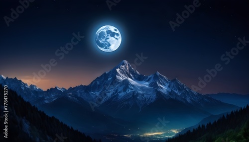 Night View mountain and moon photo © Zulfi_Art