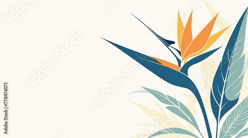 Affirmation Card with Minimalist Bird of Paradise Flower Illustration Generative AI photo