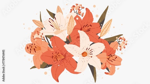 Affirmation Card with Elegant Lily Bouquet Illustration Generative AI