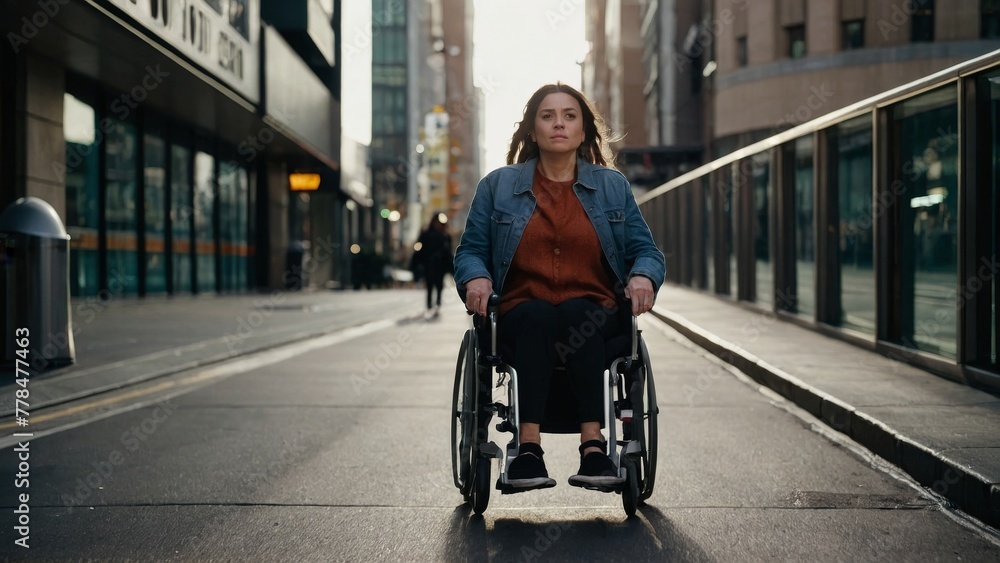 Woman in a wheelchair exploring the city