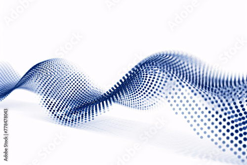 Blue dotted wave design on a plain white background