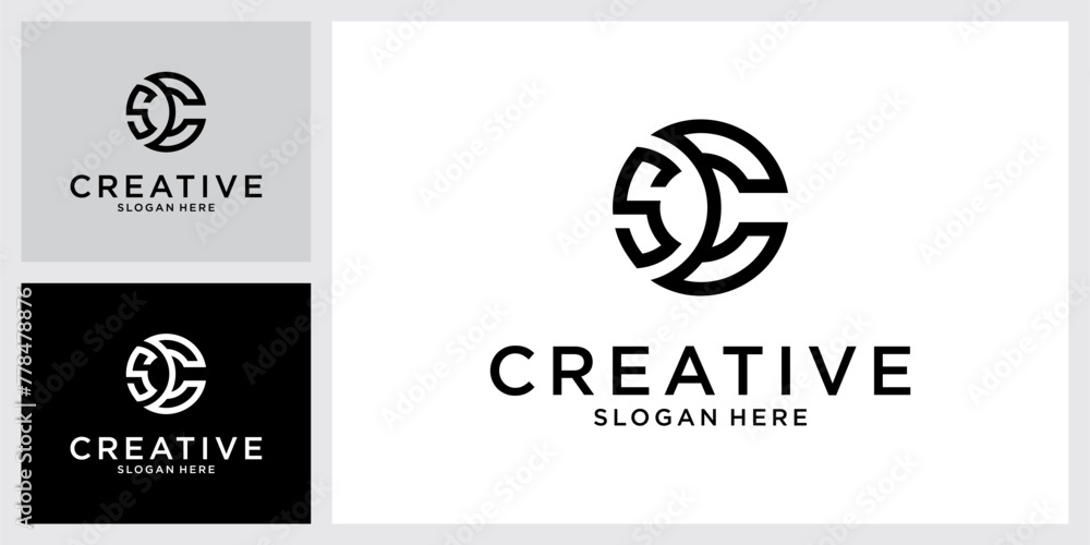 SC or CS initial letter logo design monogram SC or CS initial letter logo design monogram