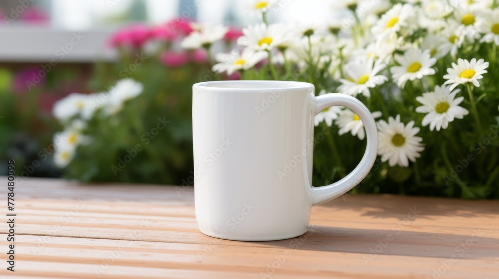 white coffee cup with blank front, realistic on a mockup template white coffee cup with blank front, realistic on a mockup template