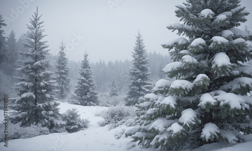 snow covered pine trees © rodrigo