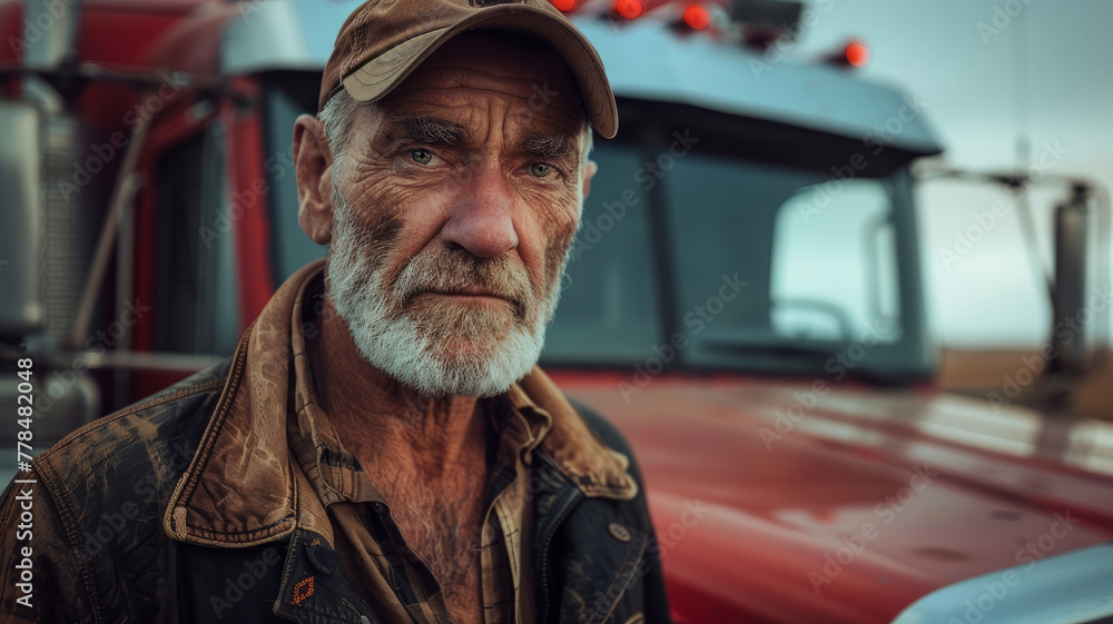 Portrait of a senior male trucker.