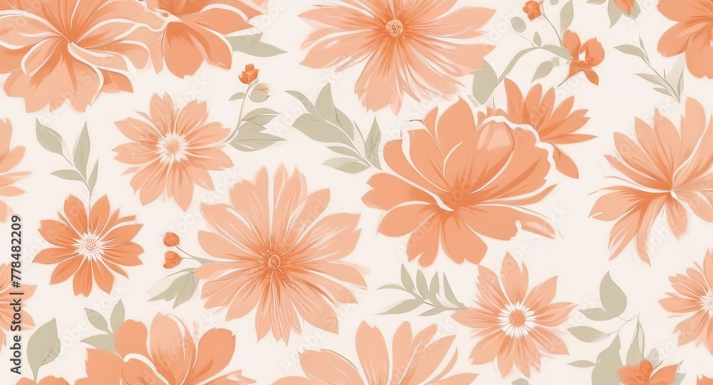 floral patterns on a peach background