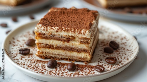A Piece of Cake on a White Plate