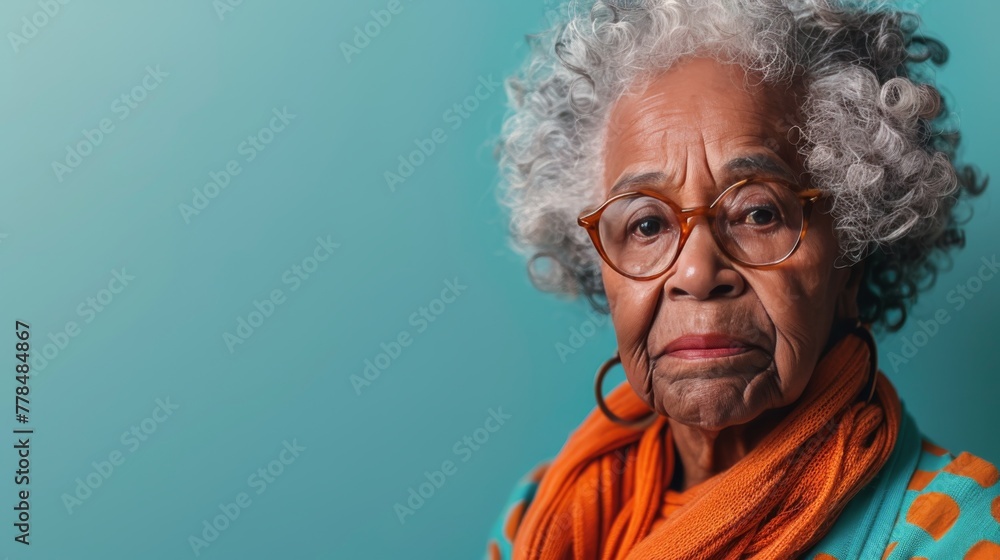 Old Woman in Glasses and Red Sweater Old Woman in Glasses and Red Sweater
