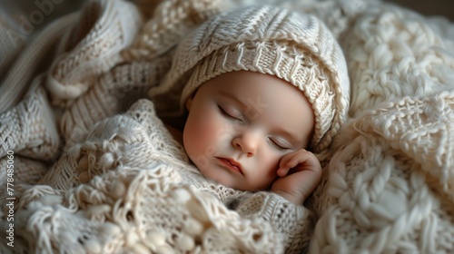 Baby Sleeping in White Blanket