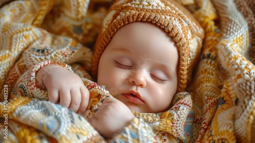 Baby Sleeping in White Blanket